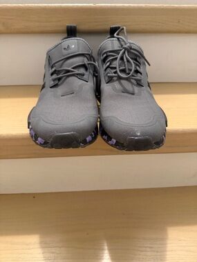 adidas Men’s Gray Lightweight Sneakers with Purple Accent Outsole